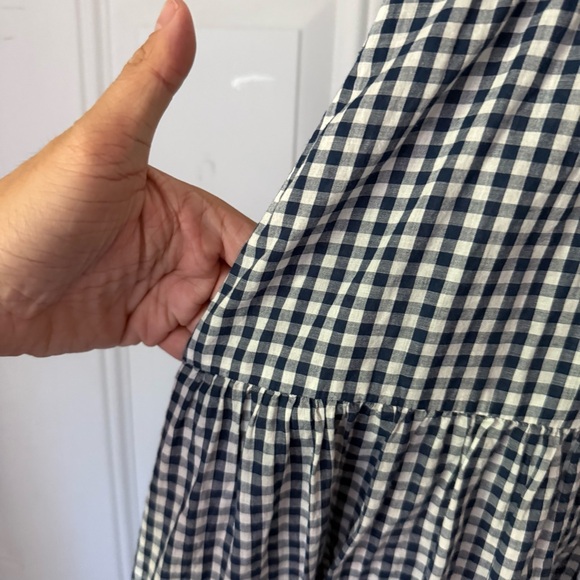 DOEN x GAP black white gingham plaid puff prairie cottage button up midi dress - Picture 7 of 9